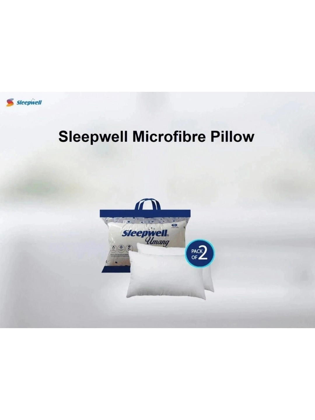 Sleepwell White Set Of 2 Fibre Filled Polycotton Hypoallergenic Sleep Pillow