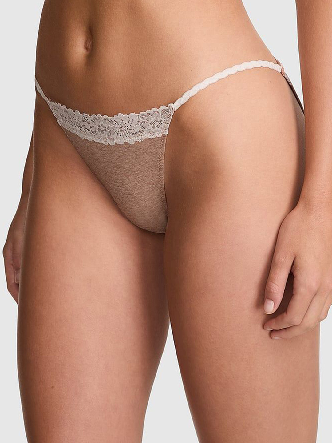 Victoria's Secret Cotton Low-Rise Lace-Trim String Bikini Panty