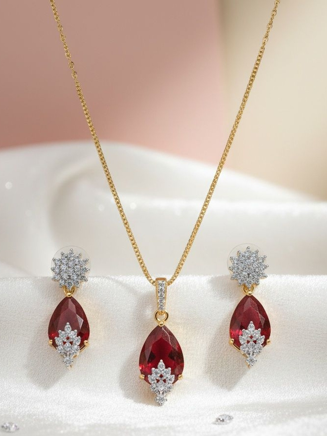 Ms Enterprises Gold & Silver-Plated Stone-Studded Jewellery Set