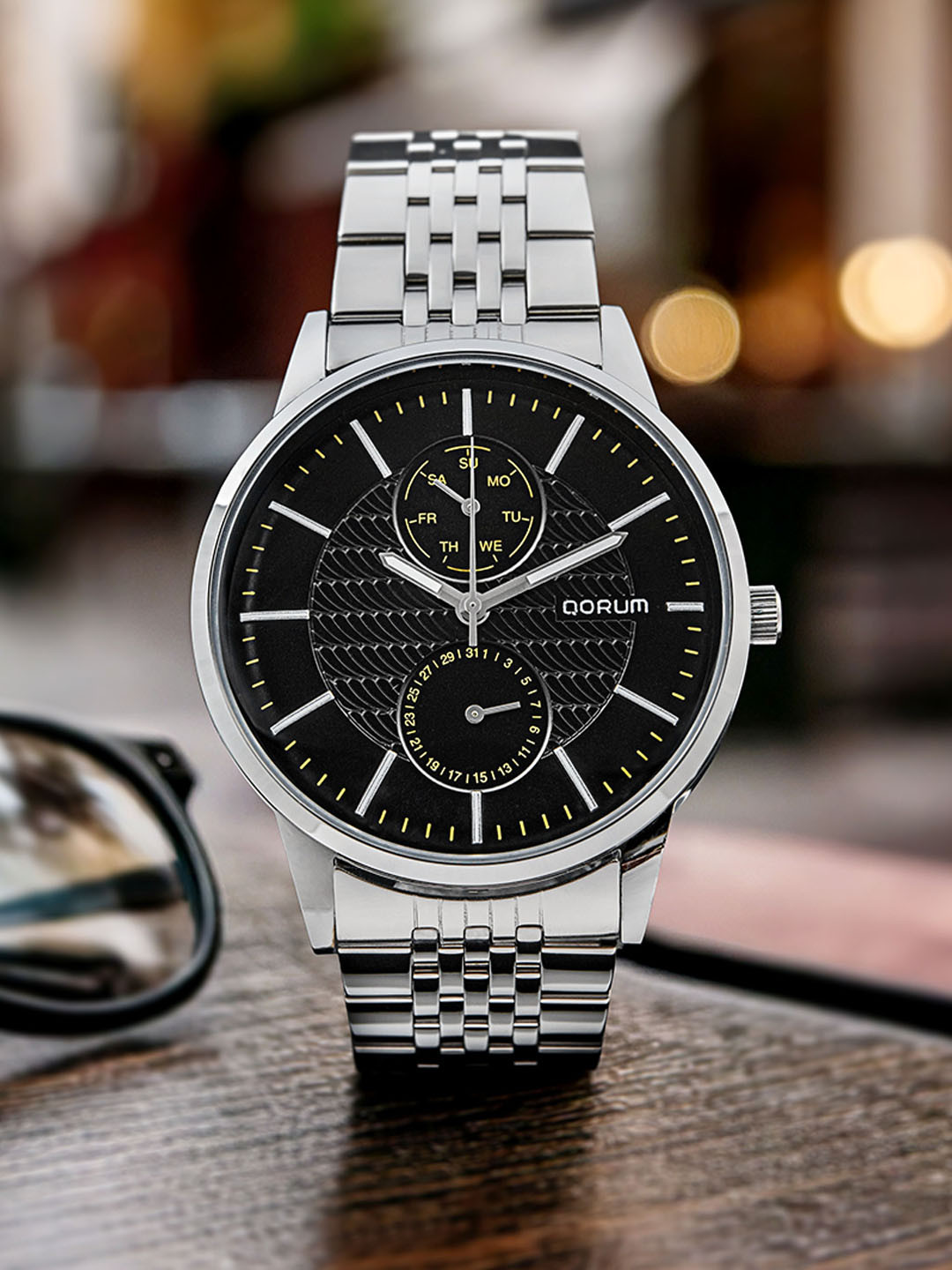 QORUM INDIA Verve Men Dial & Bracelet Style Straps Analogue Watch G136 VERVE-Black