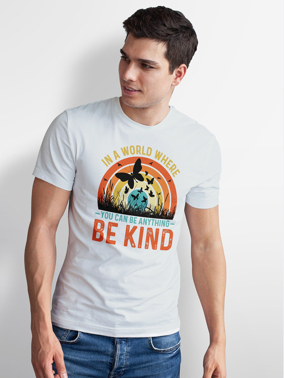 Seekbuylove Men Bio Finish Be Kind Round Neck Pure Cotton T-shirt