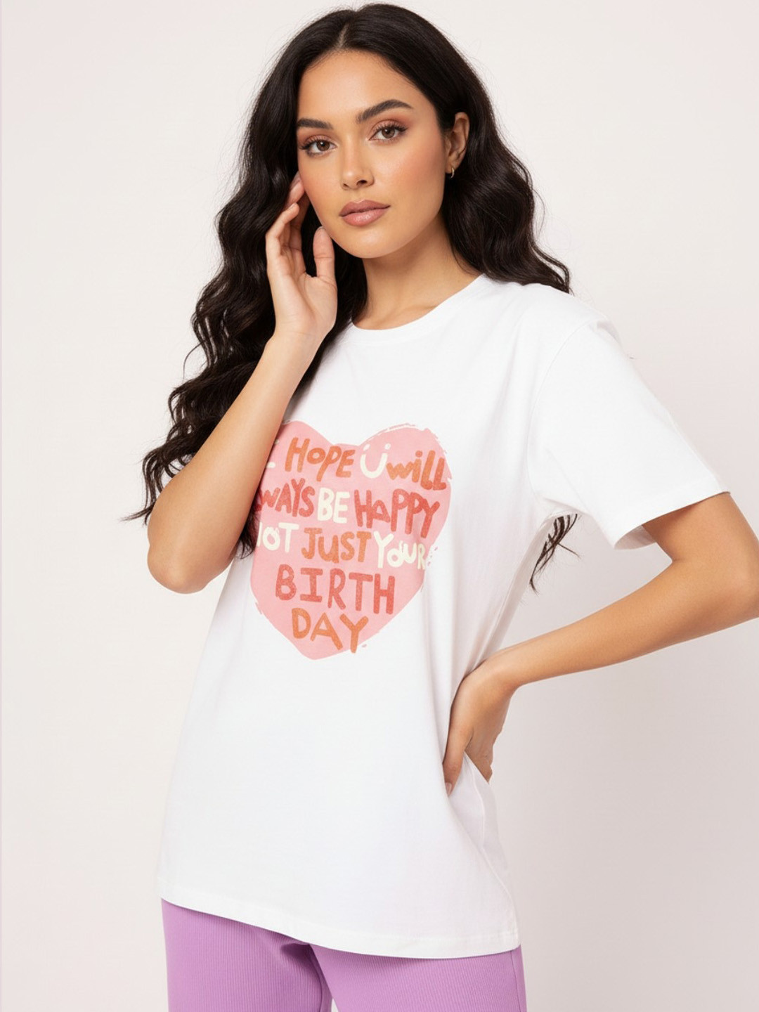 DressBerry Heartfelt Hues Typography Print T-shirt