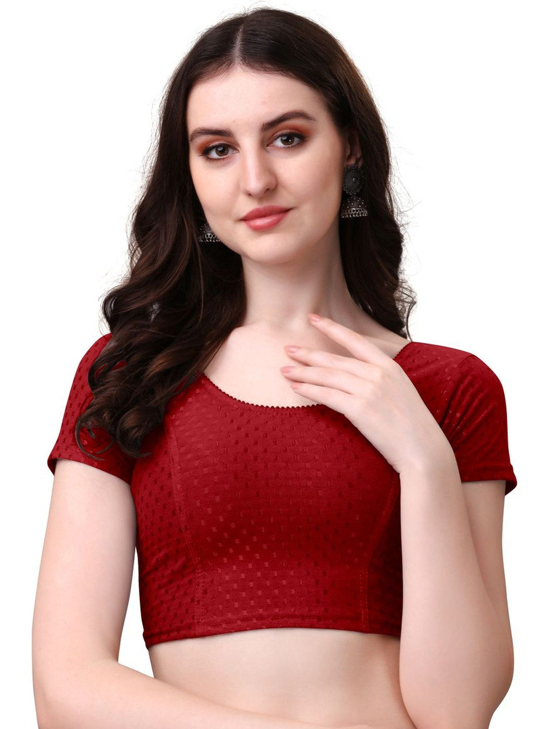 KIPZY Women Cotton Woven Design Saree Blouse