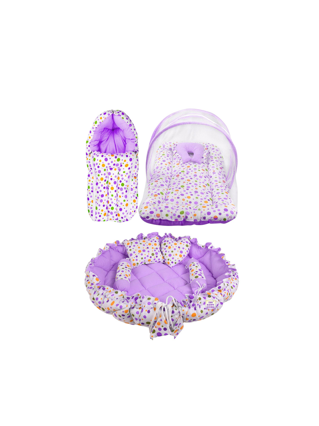 ADORE STUFF Kids Purple & White Printed Pure Cotton Baby Bed Sets