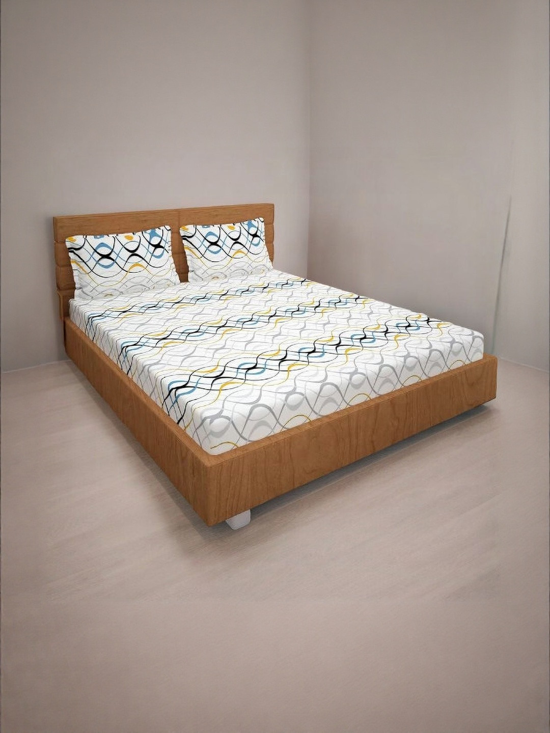 WELLNEST 240 TC Cotton Fitted King Bedsheets