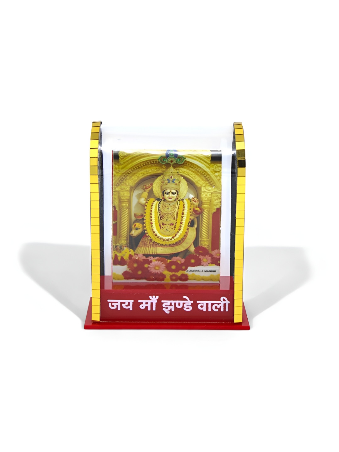 Adhvik Cabinet Yellow Goddess Maa Jhandewali Religious Idol Showpiece