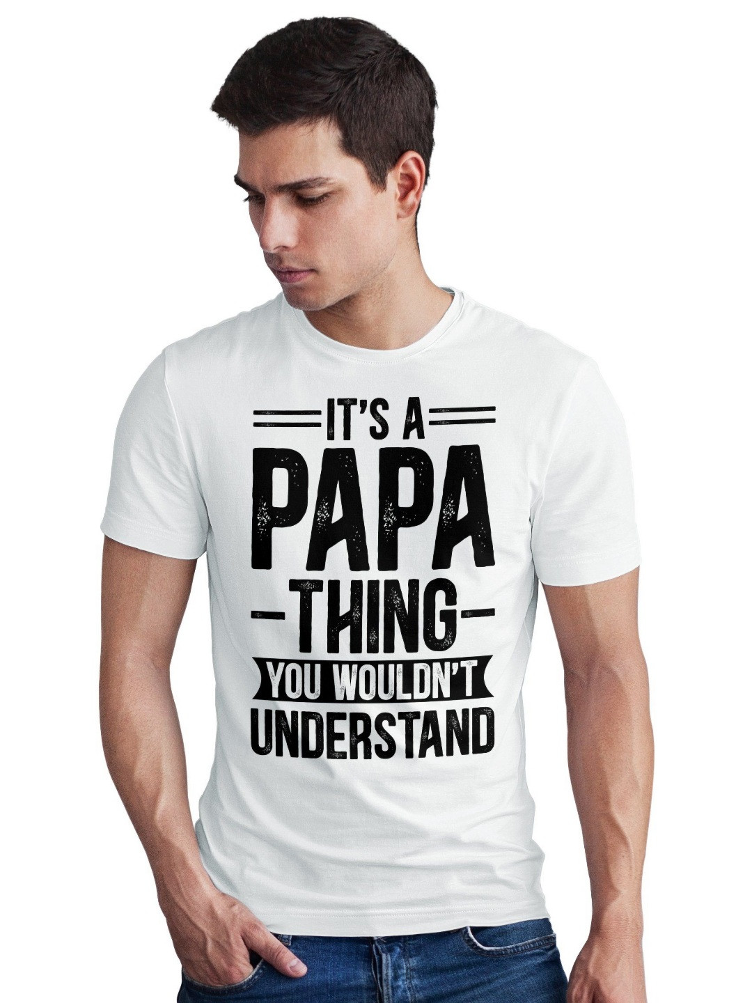 Seekbuylove Men Bio Finish Funny Papa Round Neck Pure Cotton T-shirt