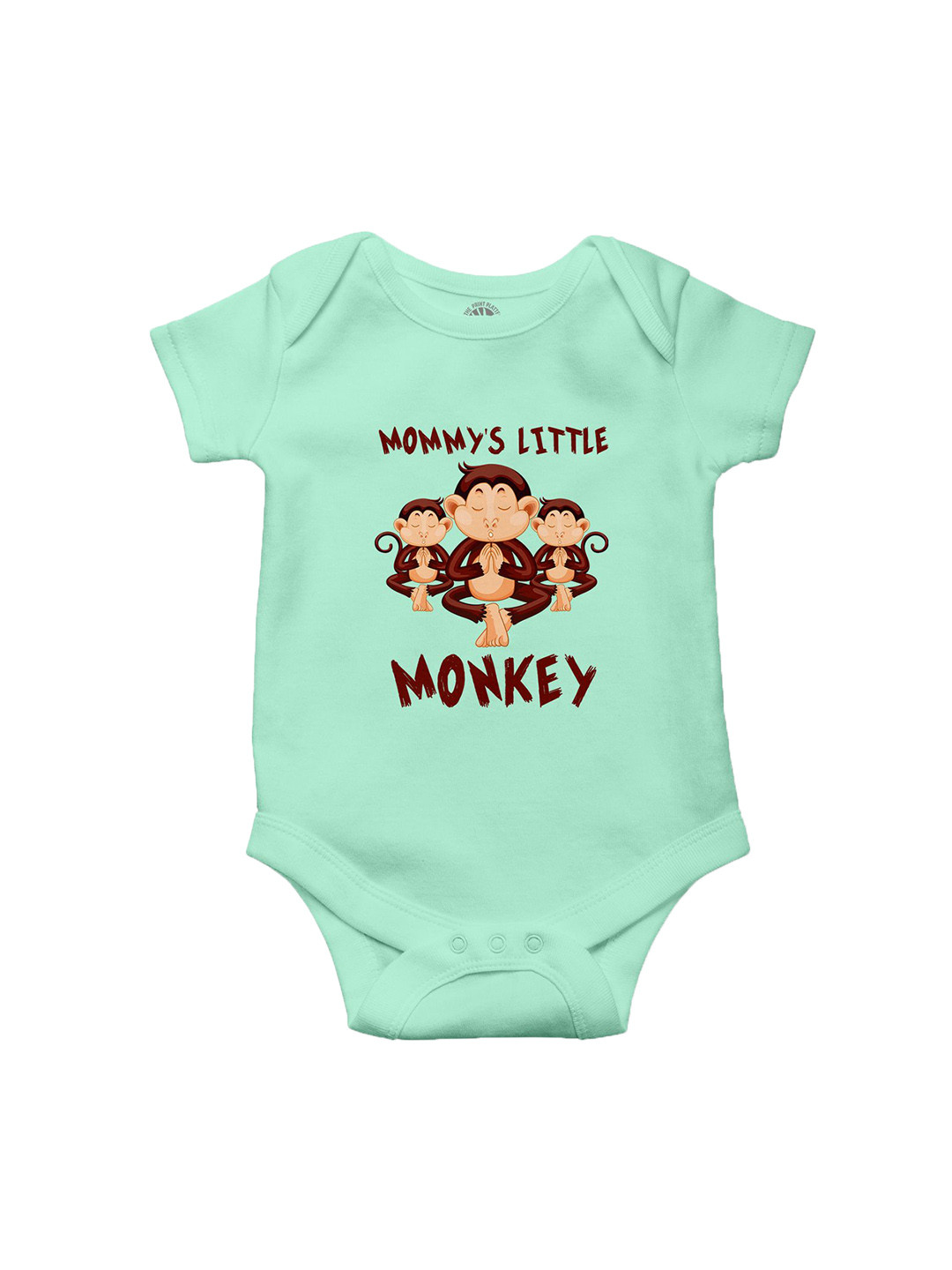 THE PRINT PLATTER Infants Mommy's Little Monkey Printed Envelope Neck Cotton Bodysuit
