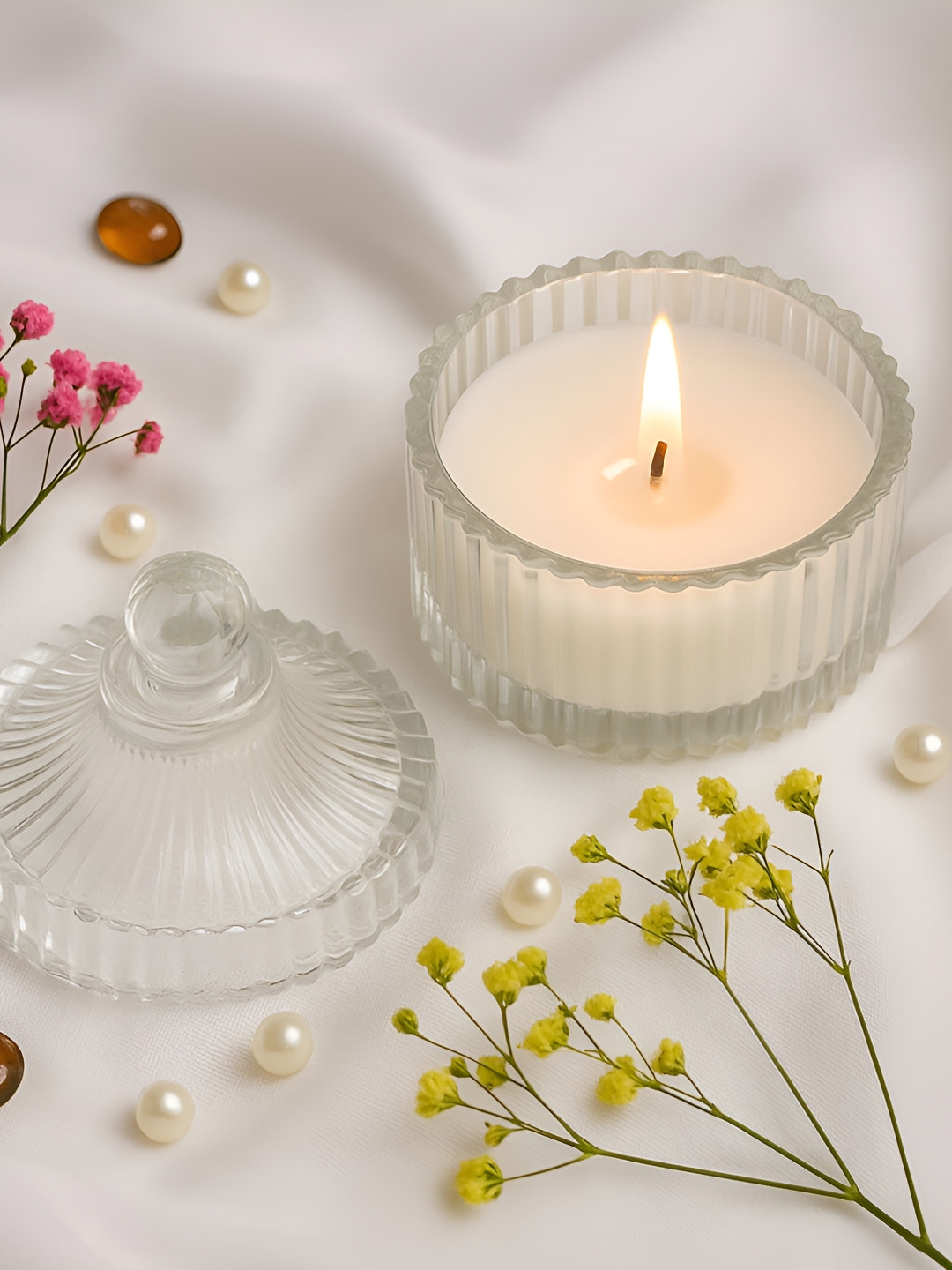 Decor de Maison Transparent Textured Vanilla Candle