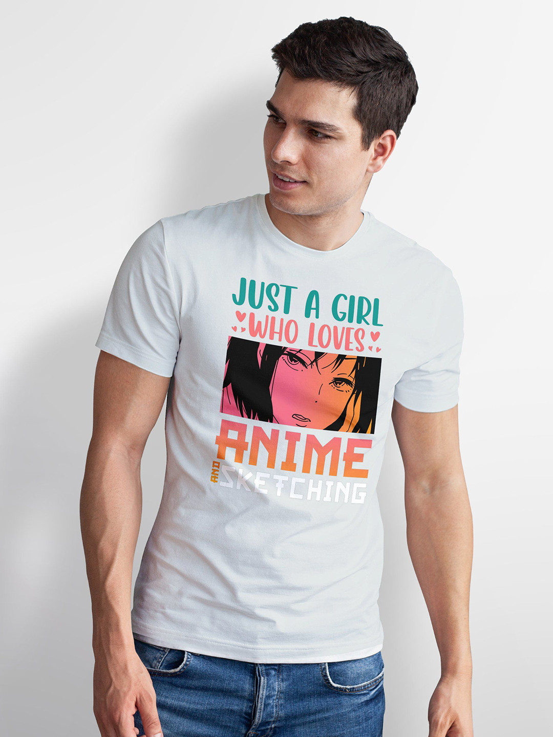 Seekbuylove Men Bio Finish Anime Sketching Pure Cotton T-shirt