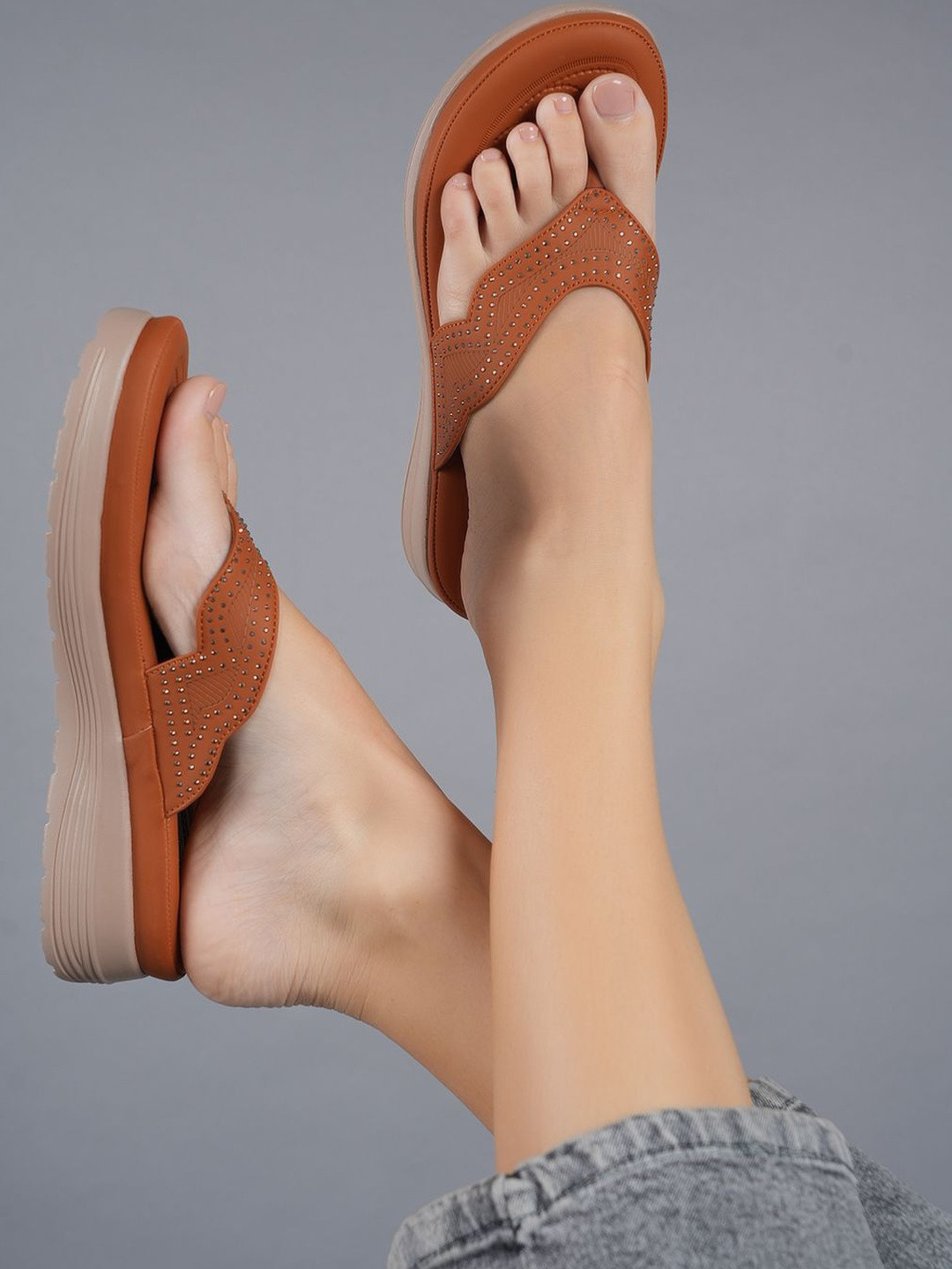 DressBerry Women Tan Casual Wedge Heels