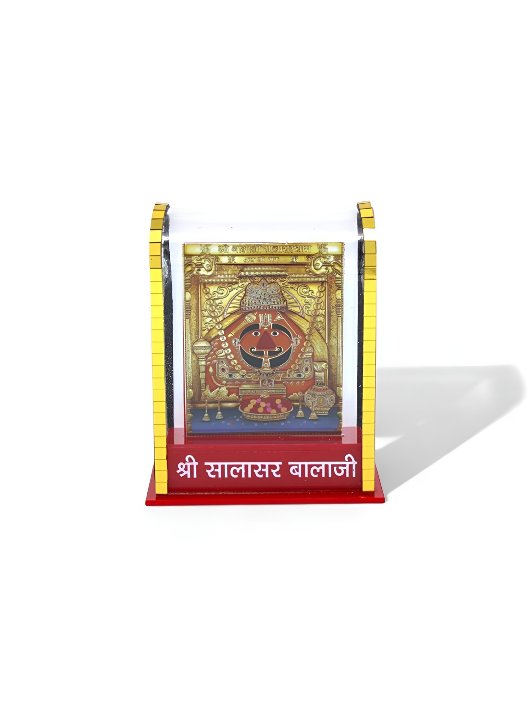 Adhvik Cabinet Gold-Toned Lord Salasar Balaji Maharaj Religious Idol Showpiece