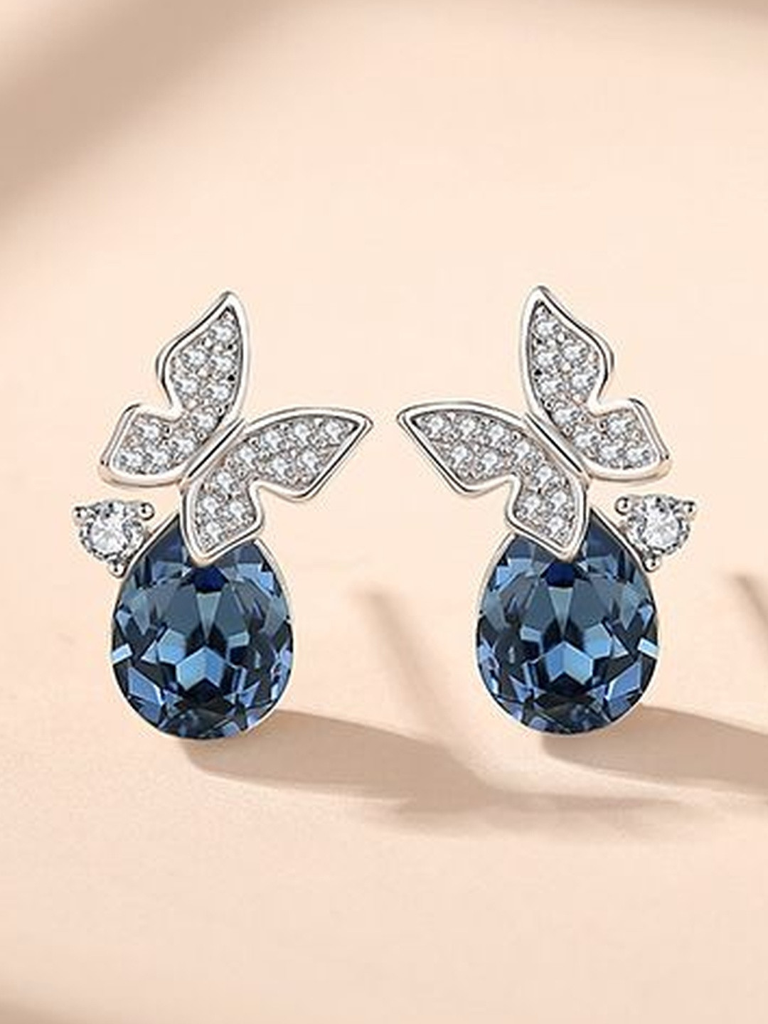 MYSTICFLAVIA Dainty Blue Crystal Silver Earrings