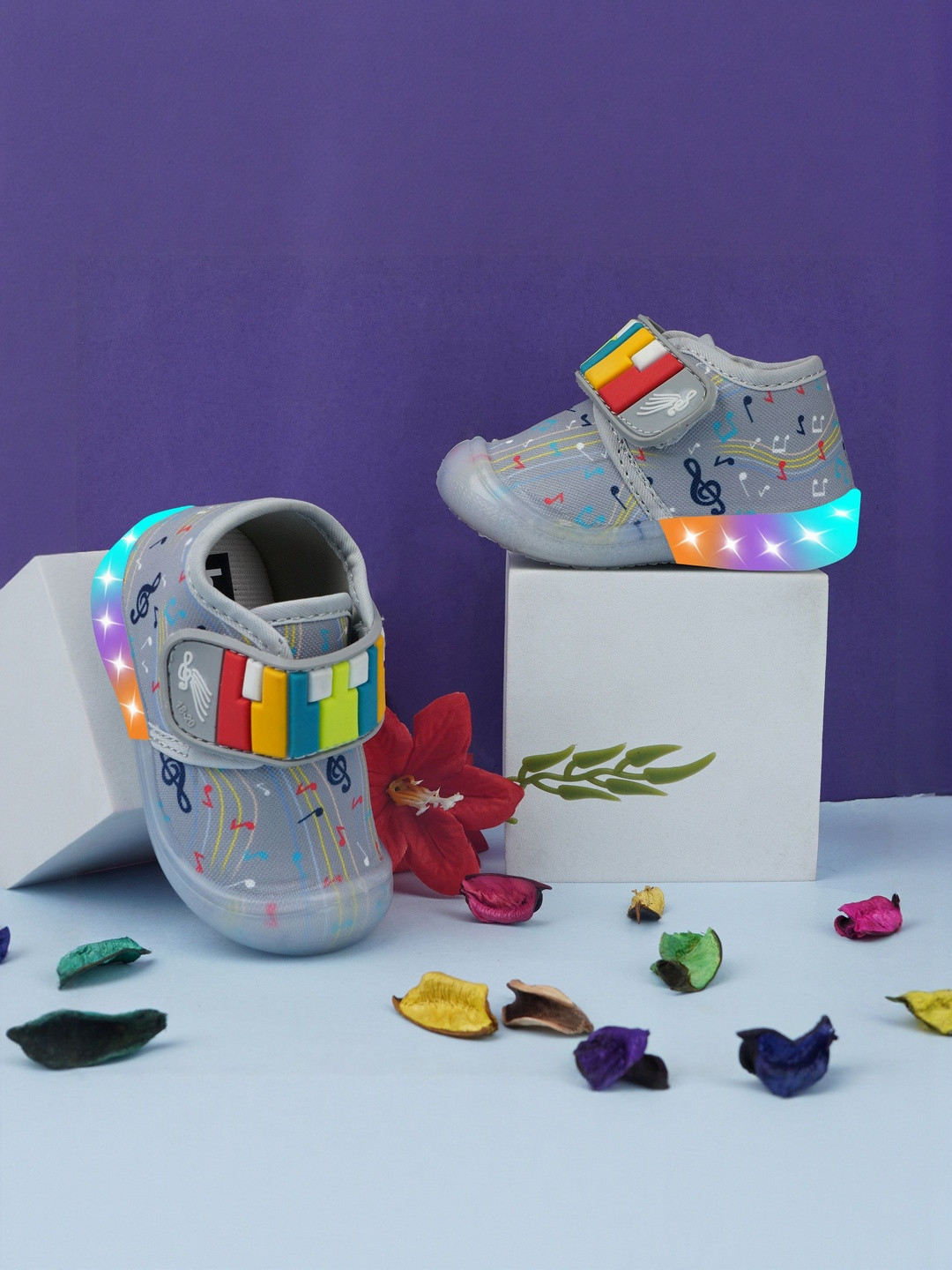LNG Lifestyle Kids Mini Club Printed Slip-On Sneakers with Led Light