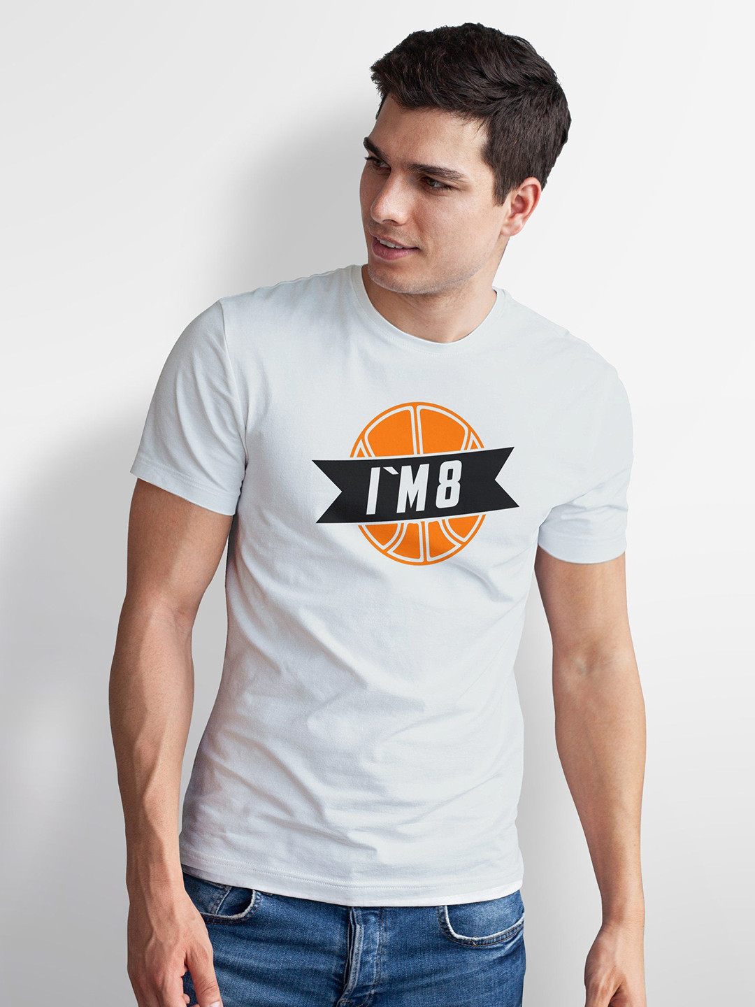 Seekbuylove Men Bio Finish I M 8 Basketball Round Neck Pure Cotton T-shirt