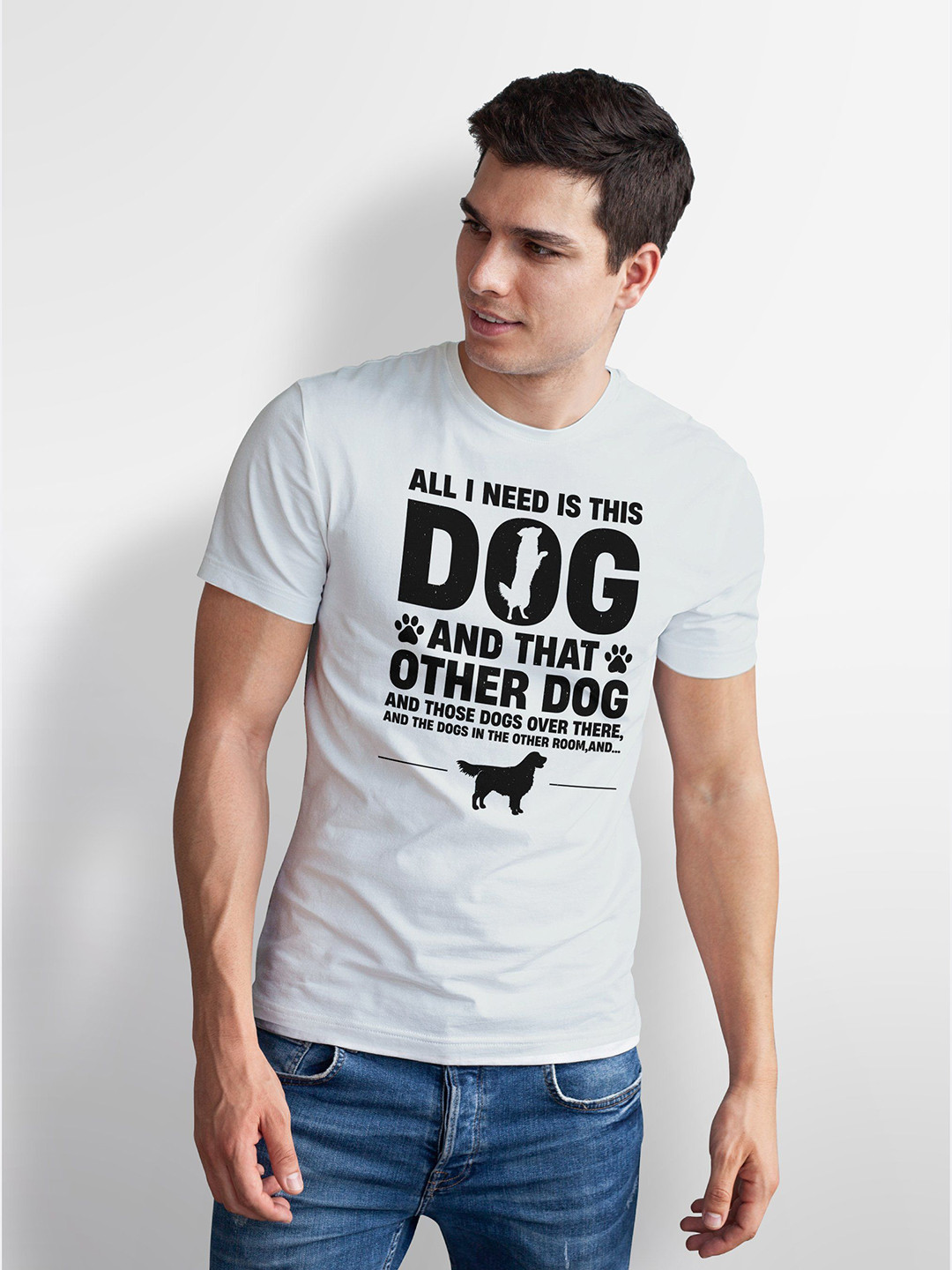 Seekbuylove Men Bio Finish Funny Dog Lover Round Neck Pure Cotton T-shirt