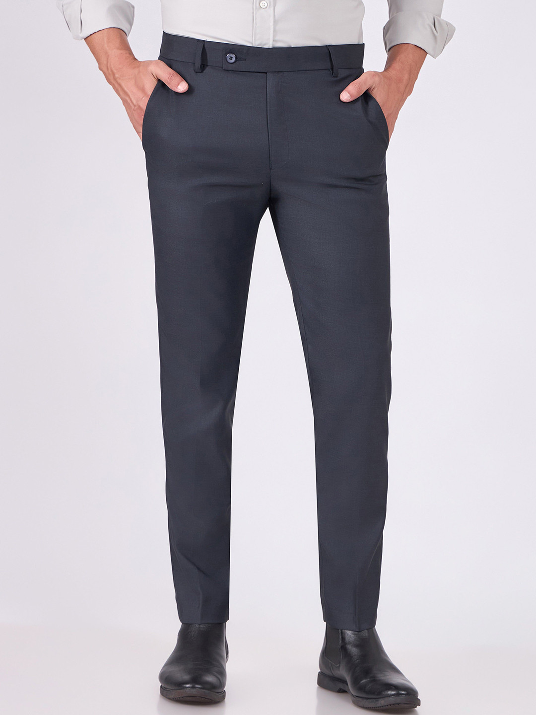 Espanshe Itron Beige Skinny Fit Formal Trousers