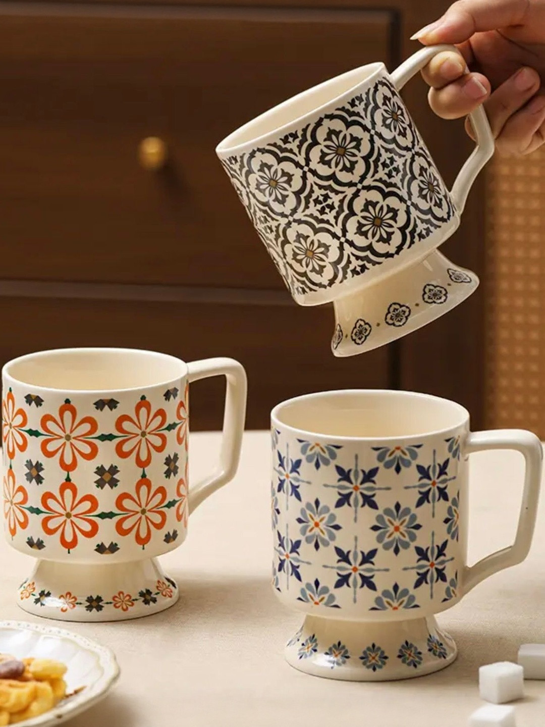 peppy little things Grey Printed Ceramic Matte  Coffee Mug