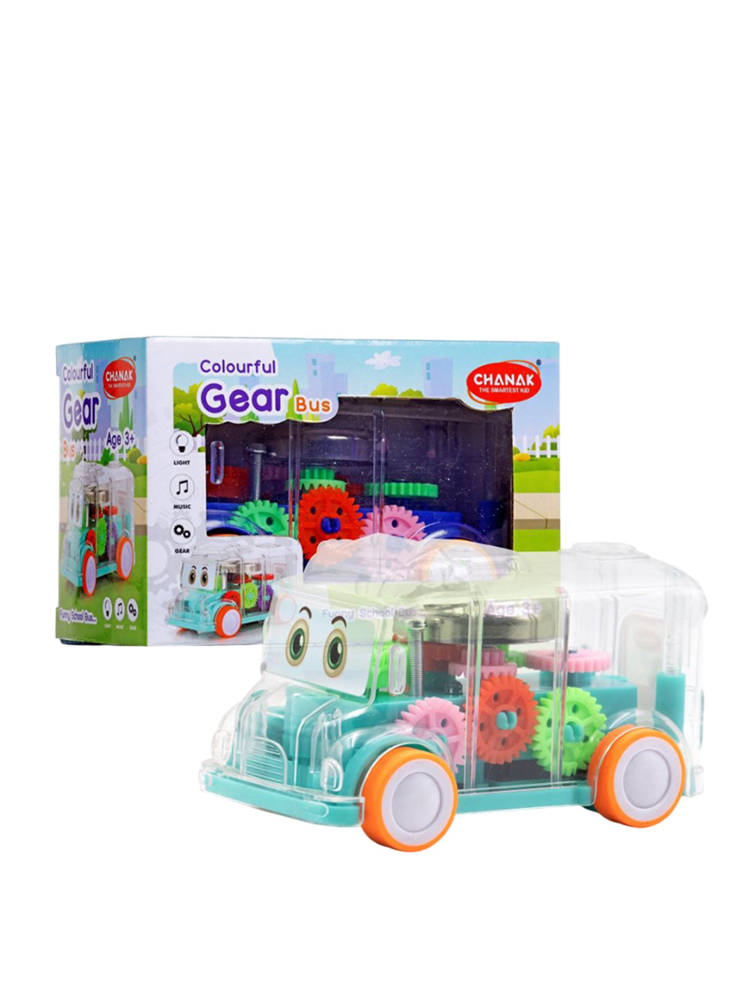 CHANAK Kids Gear Transparent Bus Toy with Light & Sound