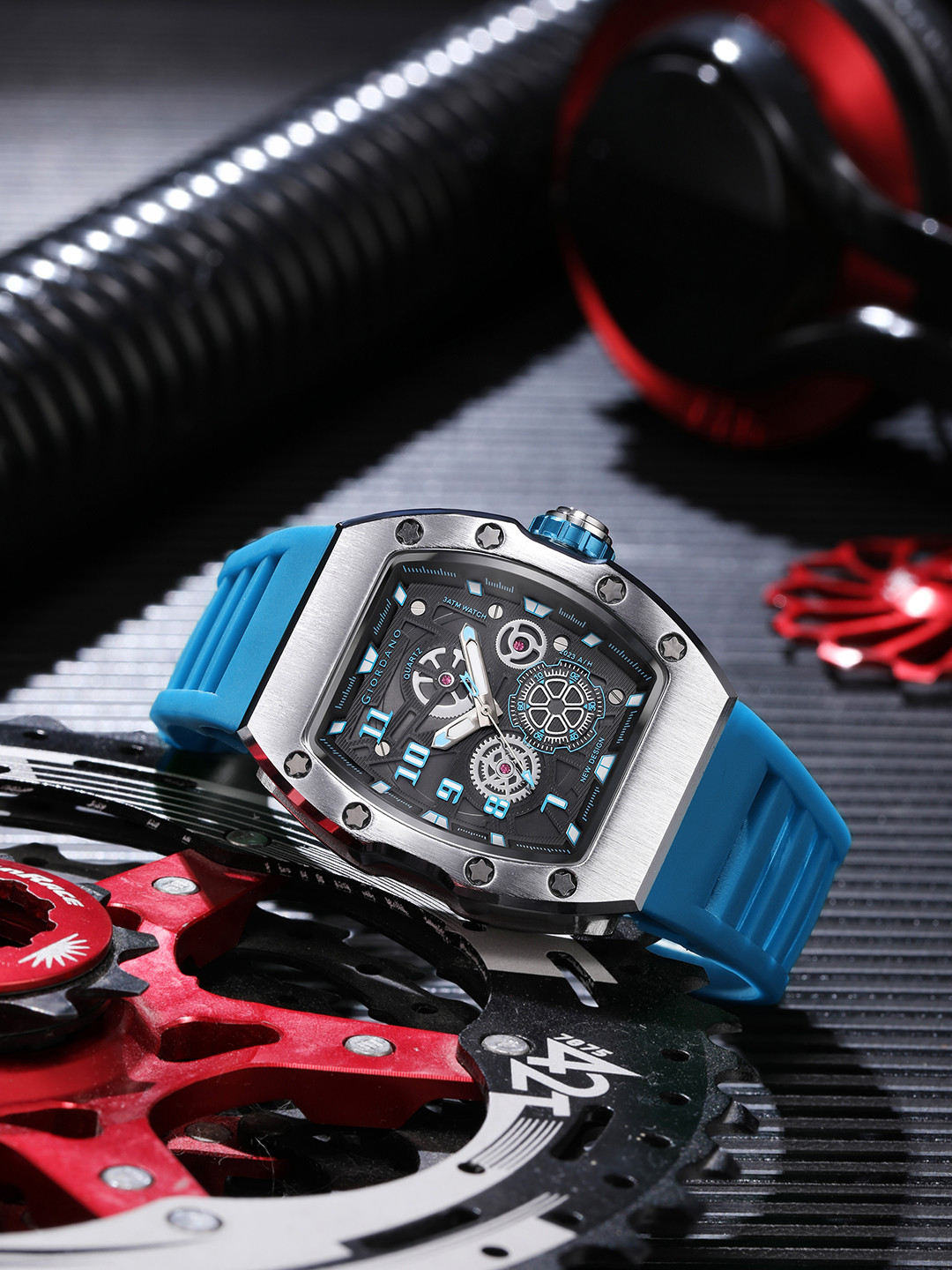 GIORDANO Men Skeleton Dial & Bracelet Style Straps Analogue Watch GZ-50150-04