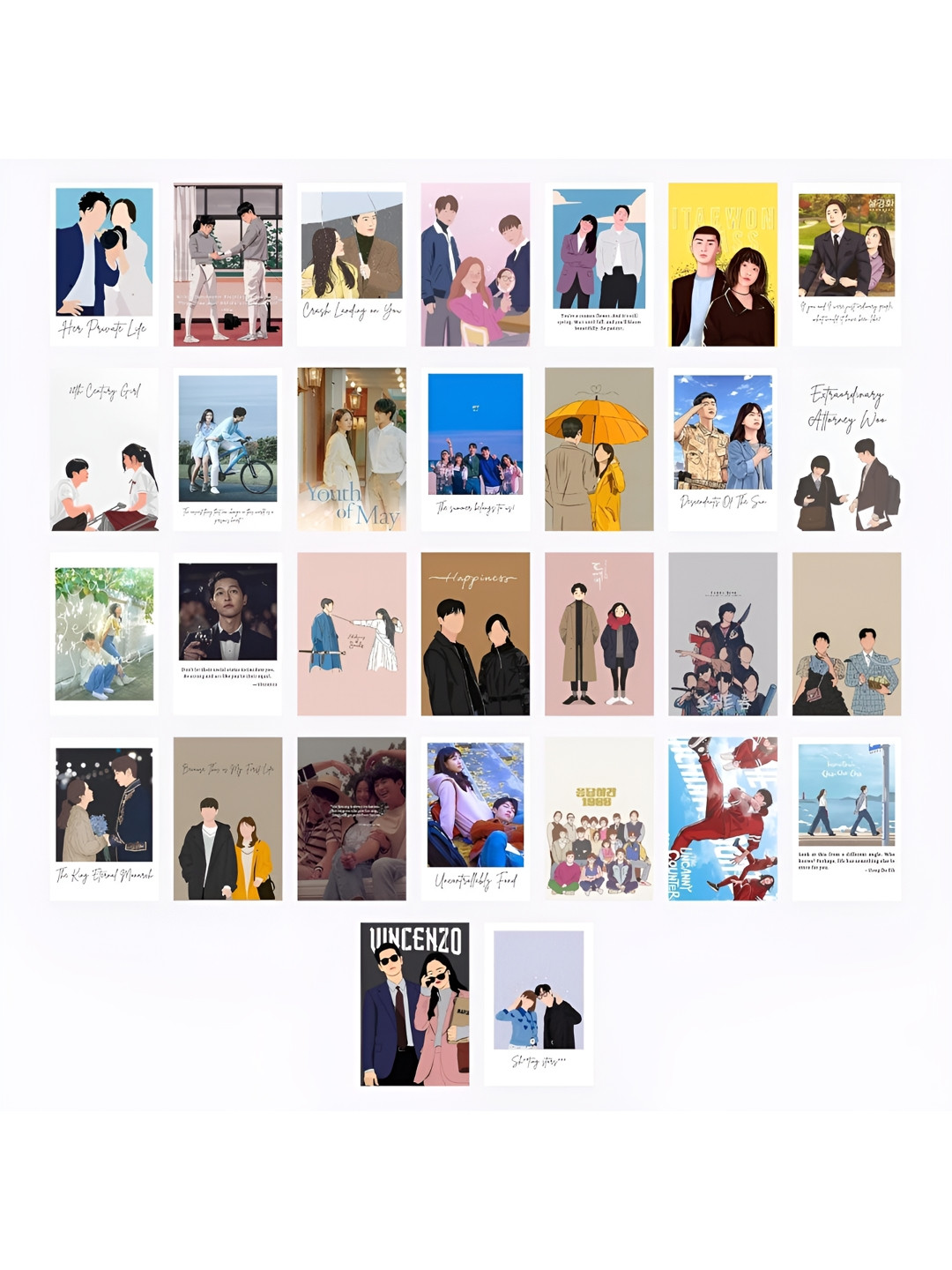 UNQUOTE Off White & Green 30 Pieces Cartoon Characters Decals & Stickers