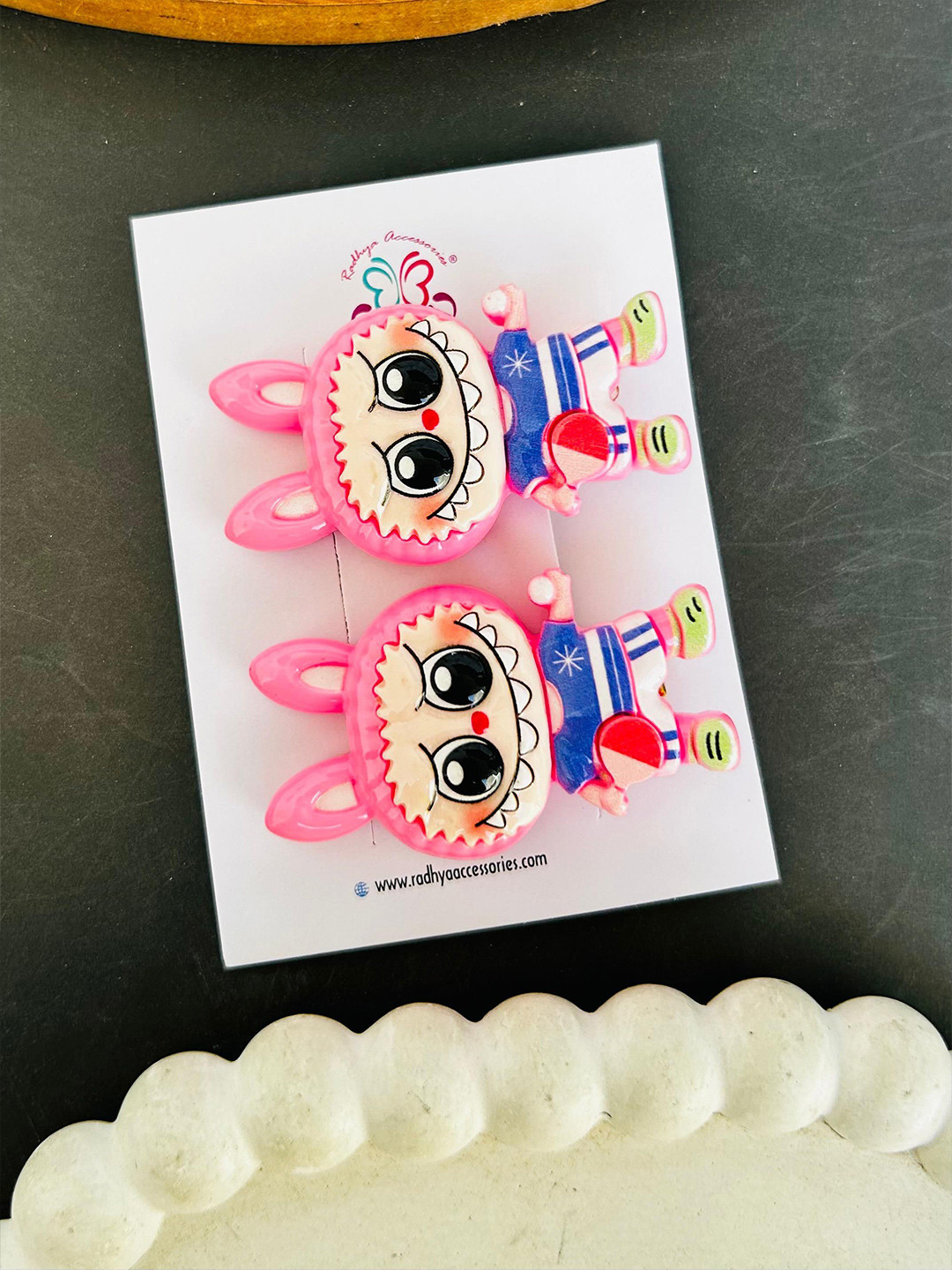 Radhya Accessories Girls Set of 2 Labubu  Alligator Hair Clip