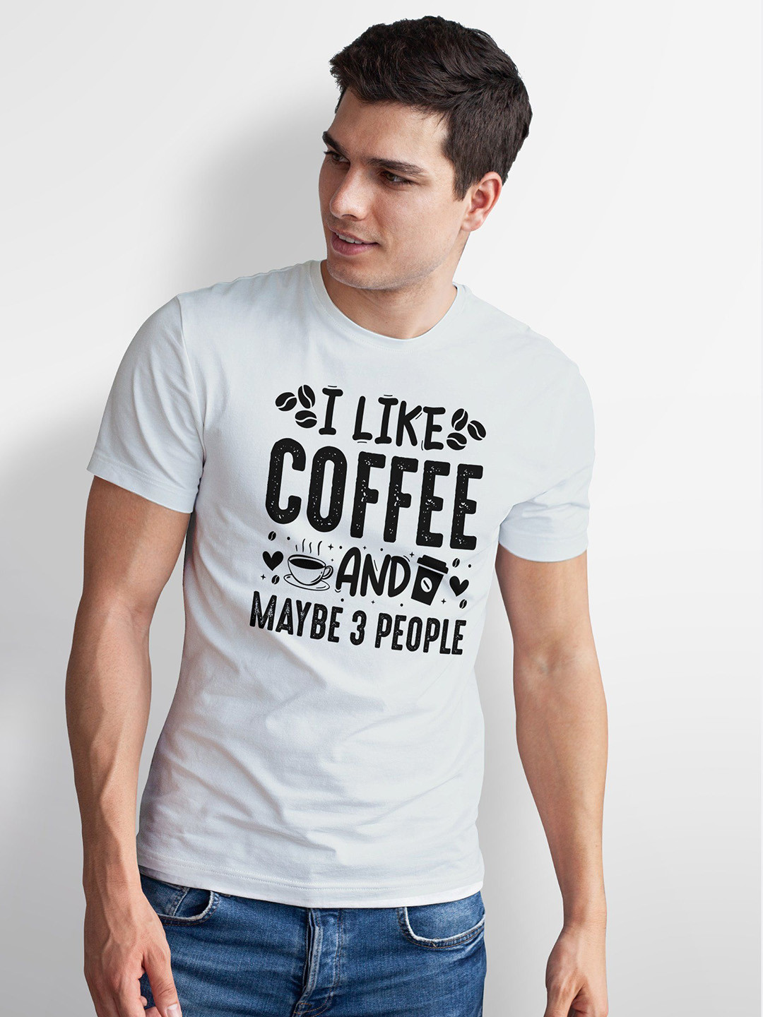 Seekbuylove Men Bio Finish Funny Coffee Lover Round Neck Pure Cotton T-shirt
