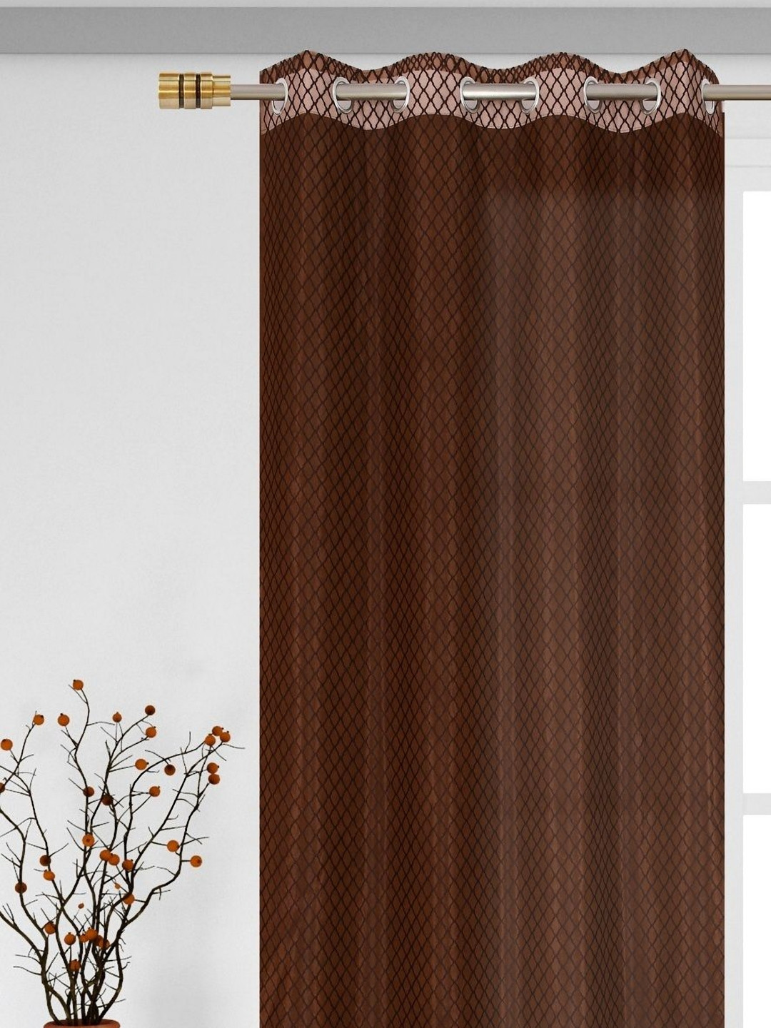 GEET CREATIONS Unisex Geometric Printed Cross Net Sheer Door Curtain