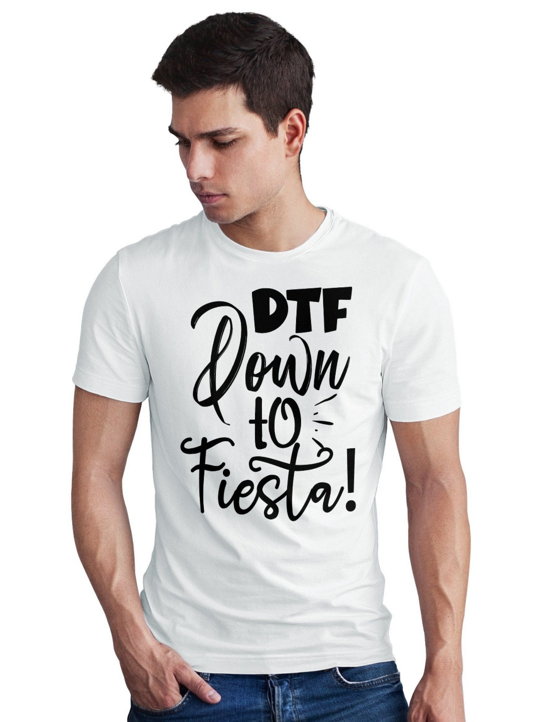 Seekbuylove Men Bio Finish Dtf Down To Fiesta Round Neck Pure Cotton T-shirt