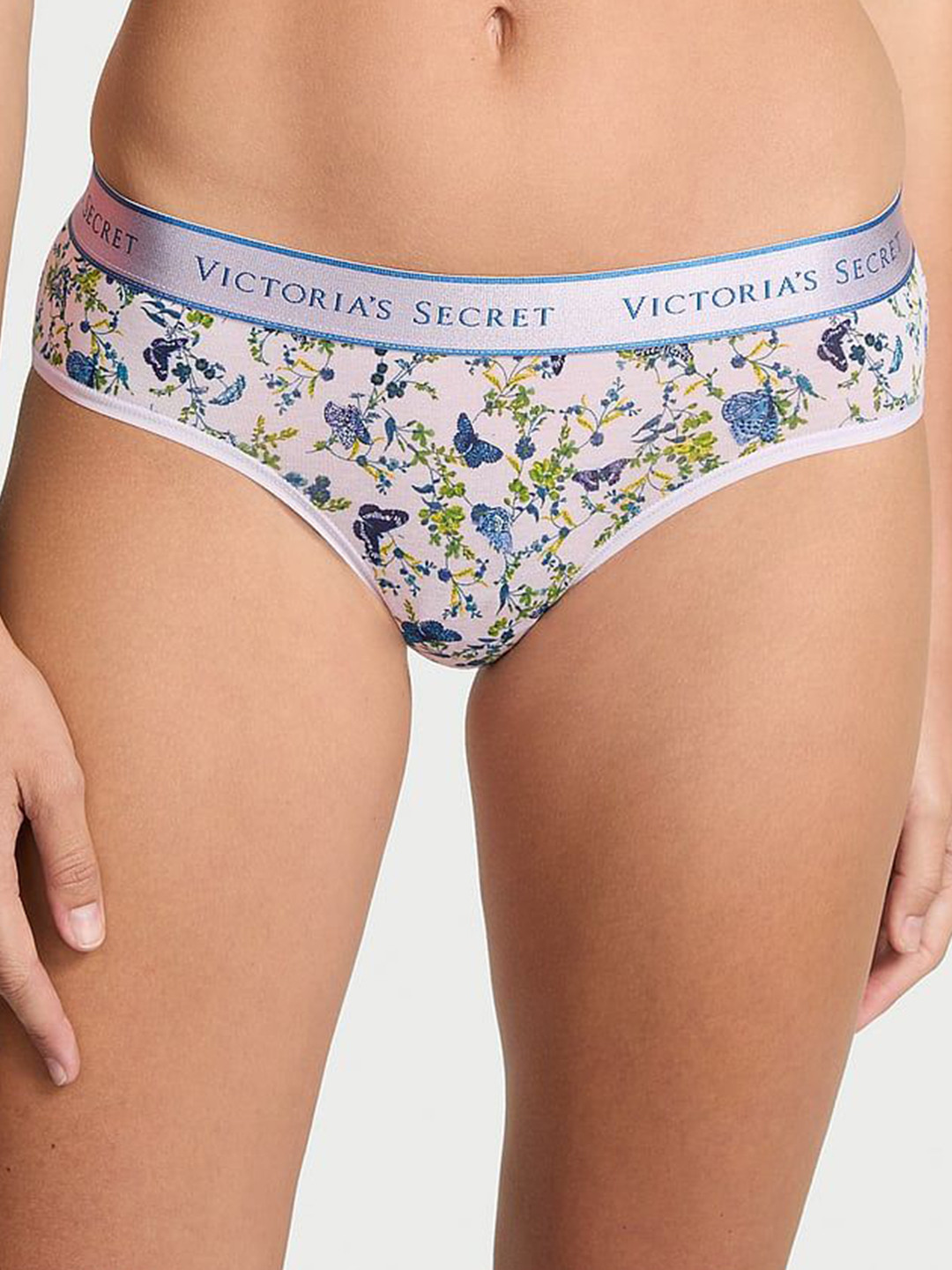 Victoria's Secret Logo Floral Printed Cotton Low-Rise Briefs