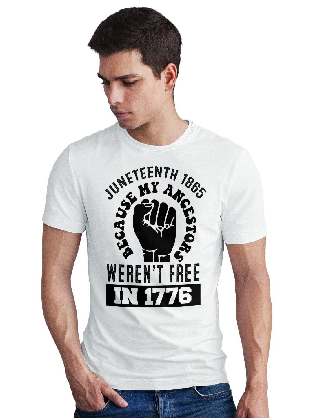 Seekbuylove Men Bio Finish Juneteenth Round Neck Pure Cotton T-shirt