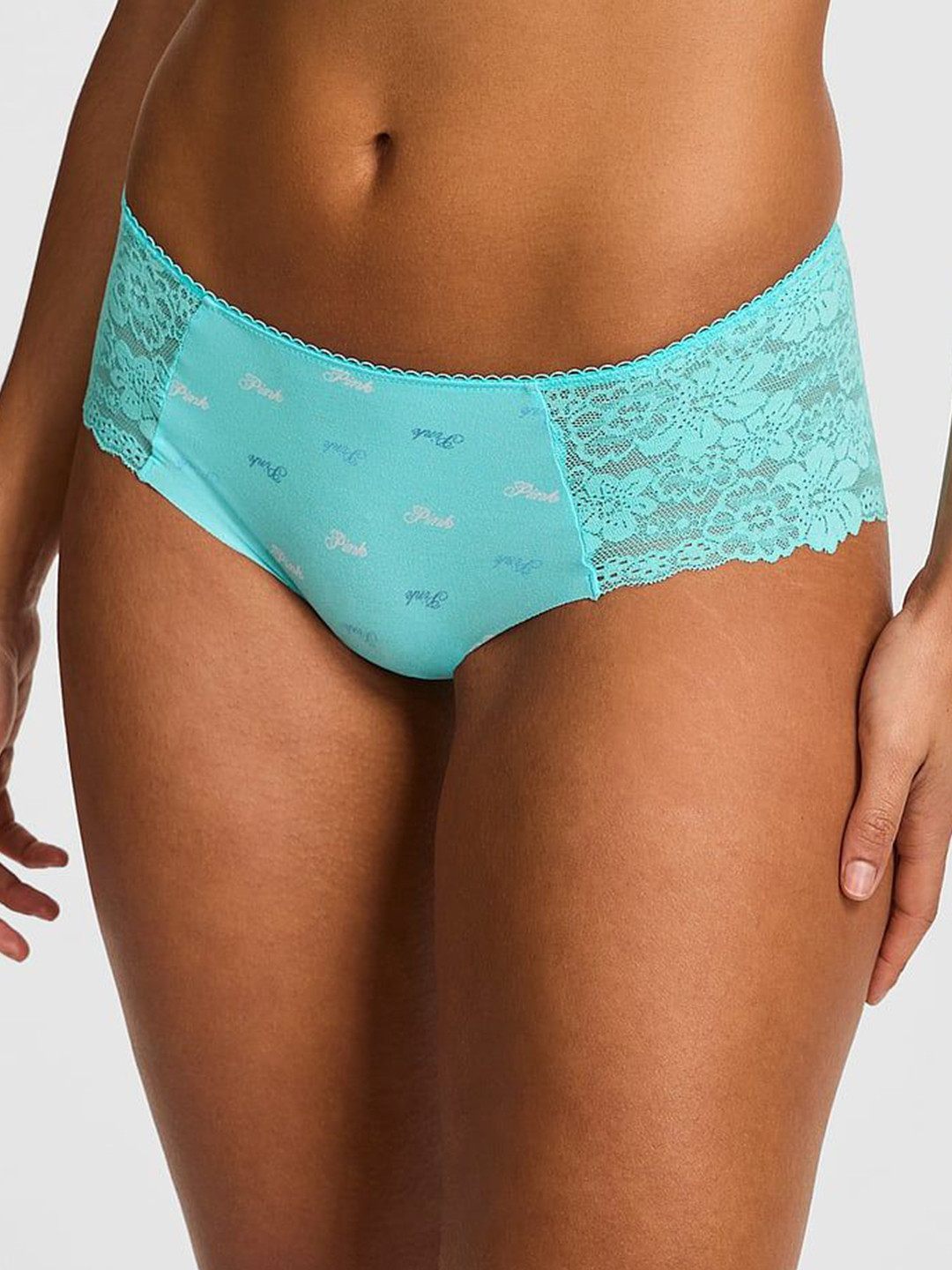 Victoria's Secret PINK Self Design Lace Details Low-Rise Bikini Briefs