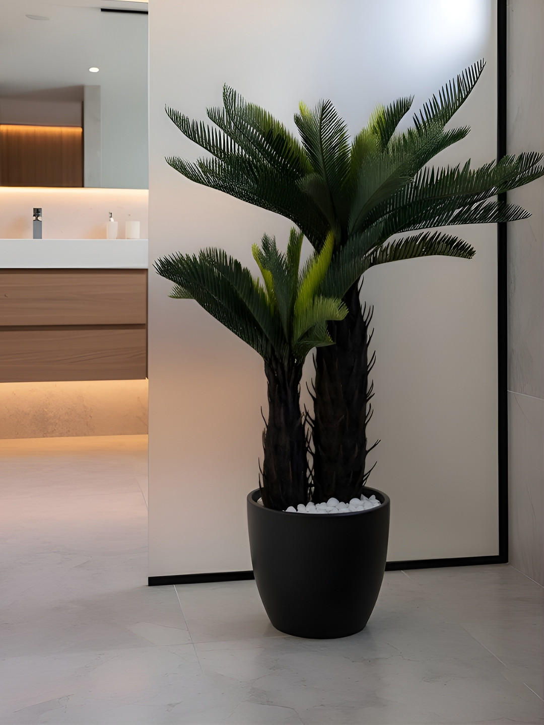 AARVI DECOR STUDIO Green 2 Pieces Palm Artificial Plants