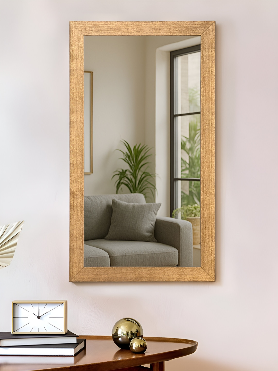 Art Street Gold Toned Rectangular Wall Mirror with Frame