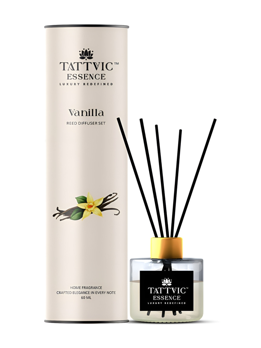 Tattvic Beige Vanilla Reed Diffuser Set 60 ml