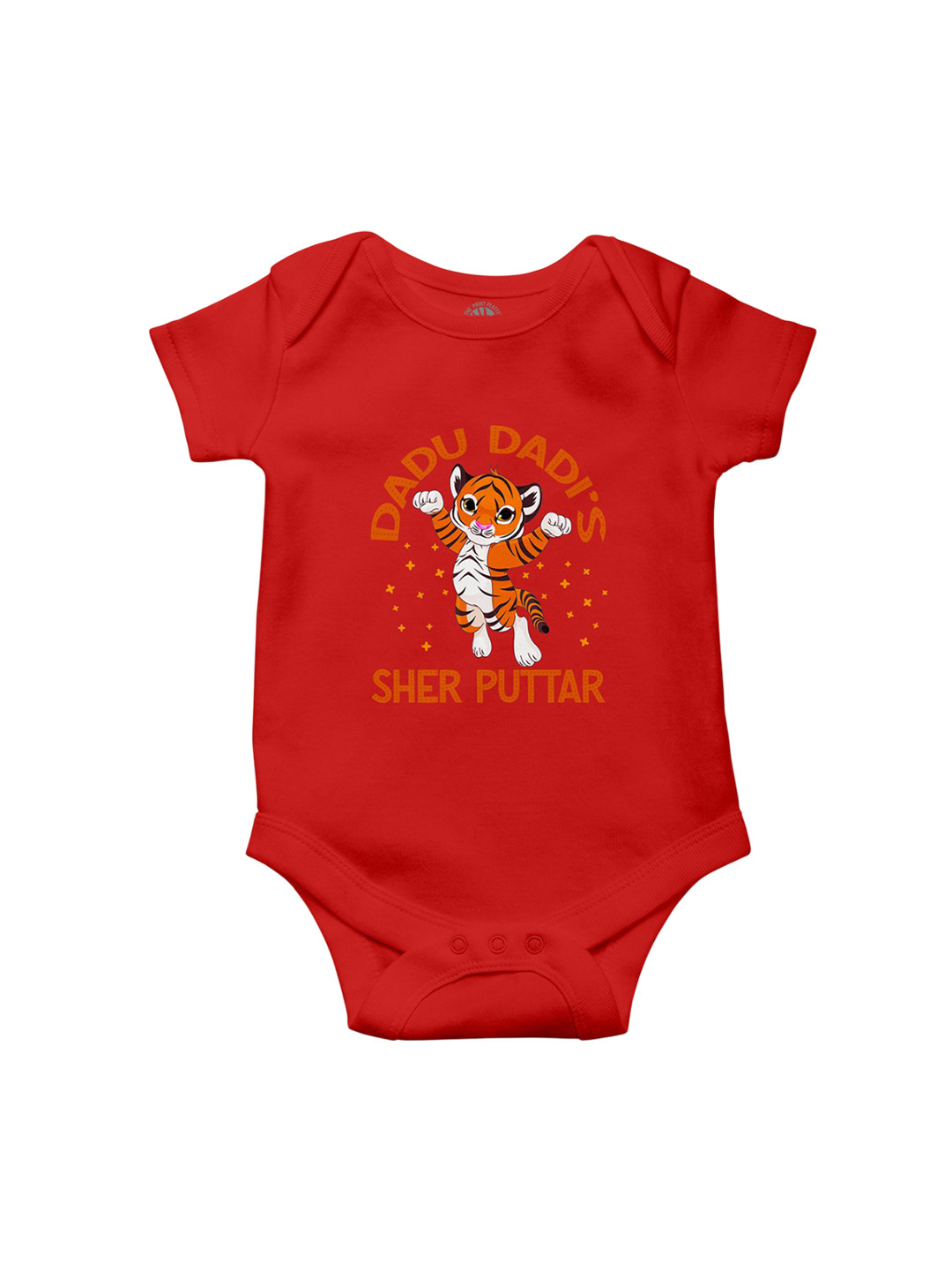 THE PRINT PLATTER Kids Infants Sher Puttar Printed Envelope Neck Bio Wash Cotton Bodysuit