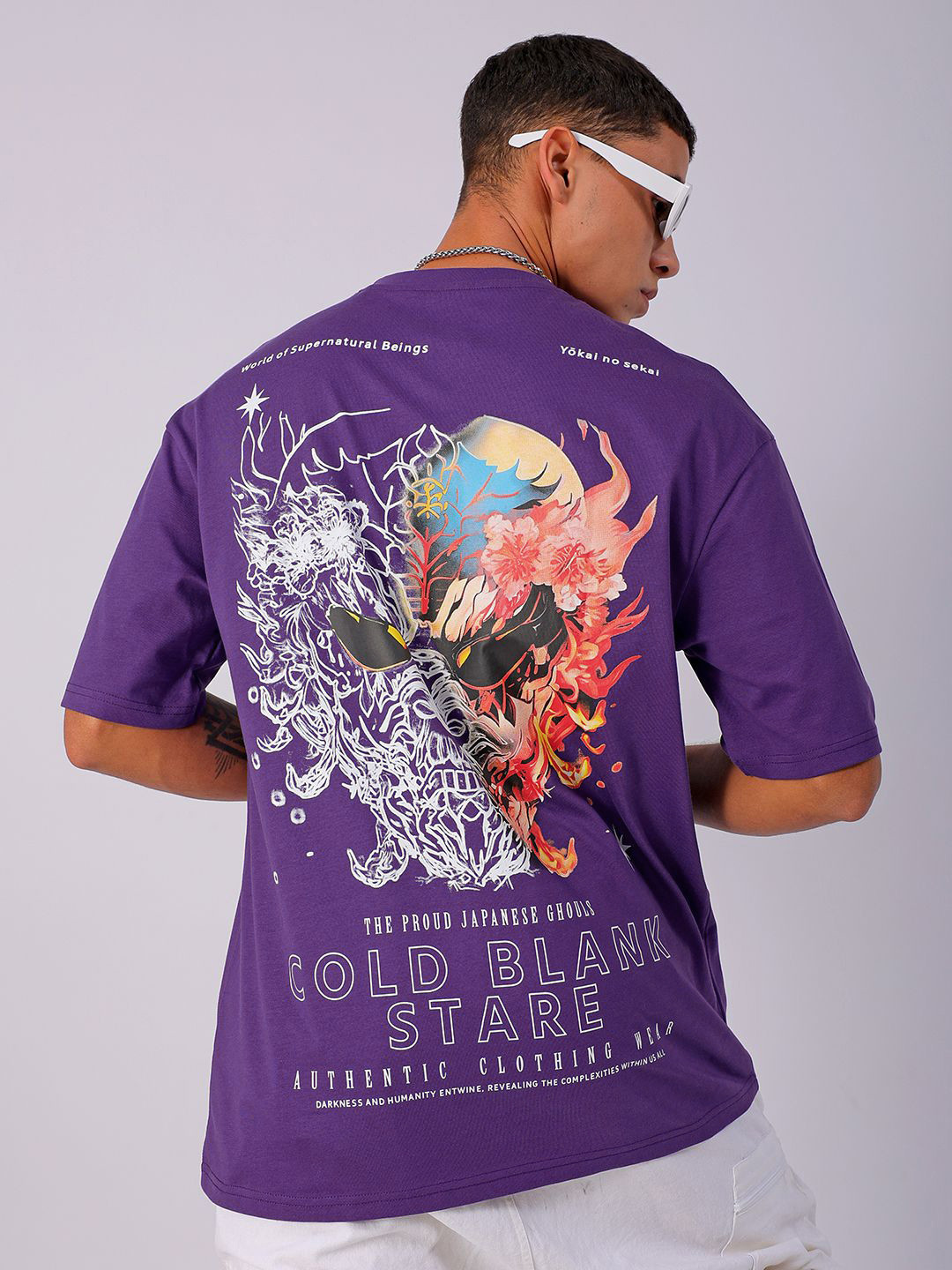 The Indian Garage Co Men Back Printed Boxy Oversized Pure Cotton T-shirt