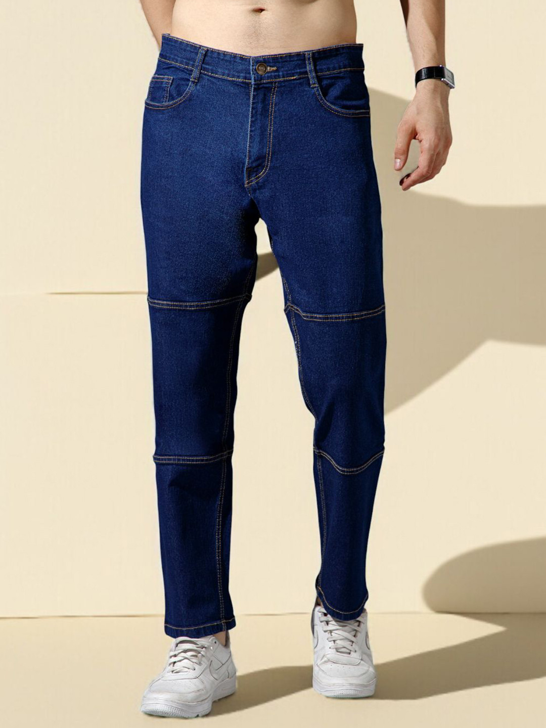 R.Code by The Roadster Life Co. Men Straight Fit Panel Mid-Rise Stretchable Jeans