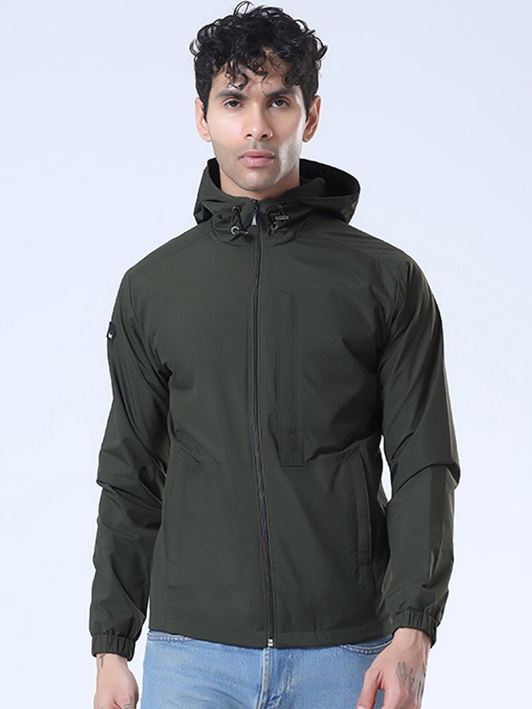 Spirit Men Hooded Solid Lightweight Open Front Jacket