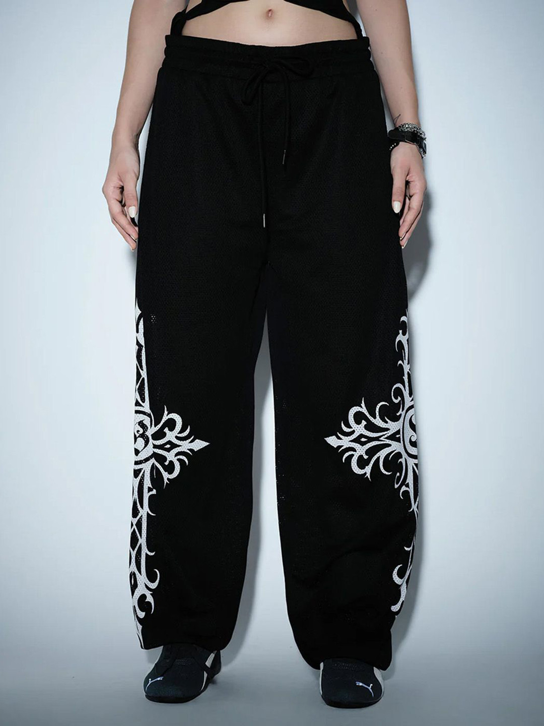 Bonkers Corner Women Abstract Printed Mid Rise Easy Wash Trousers