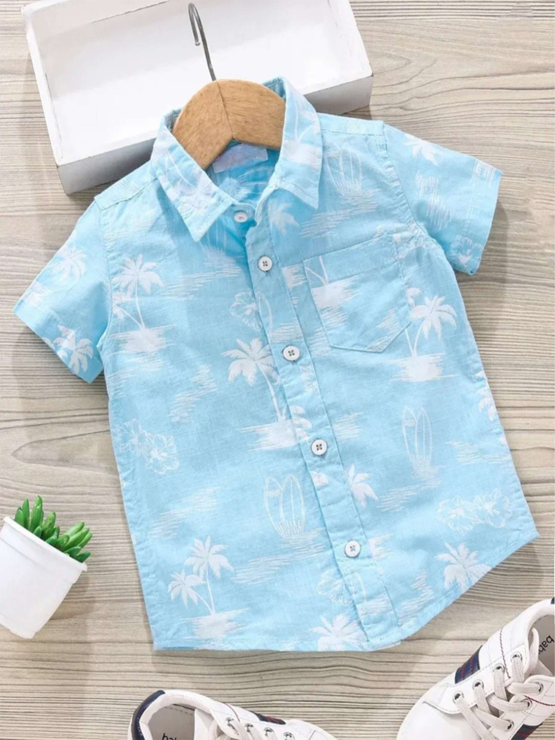 JIGGSTER STORE Kids Classic Fit Conversational Printed Spread Collar Cotton Casual Shirt