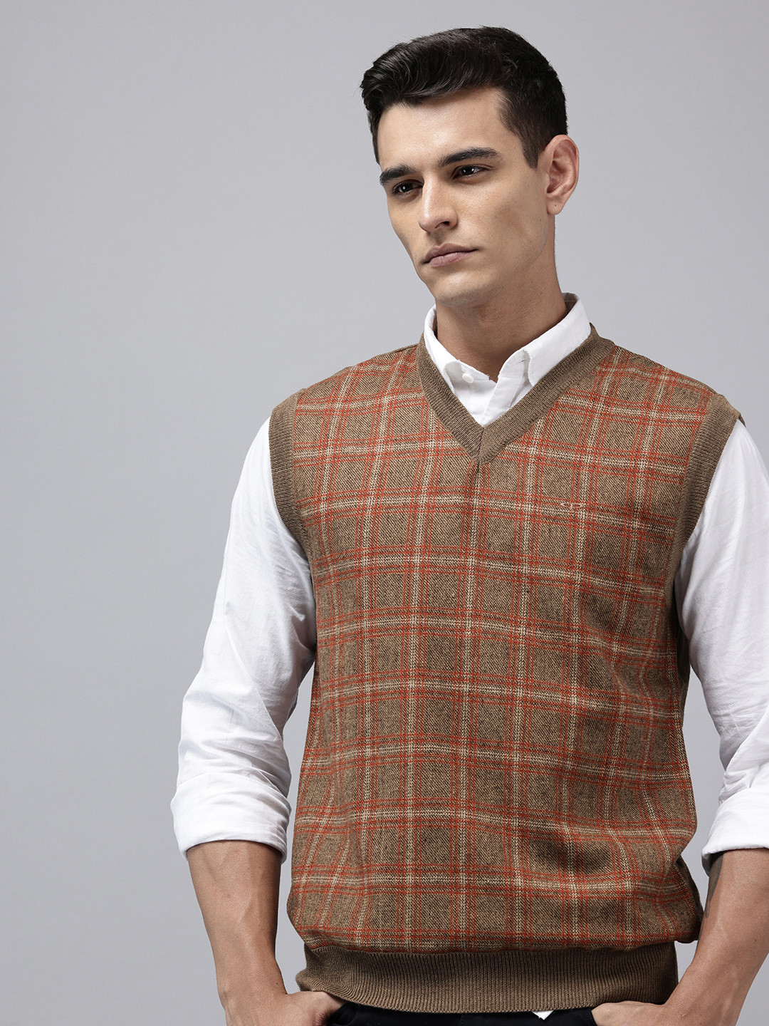 ColorPlus Checked Knitted Pullover Sweater Vest