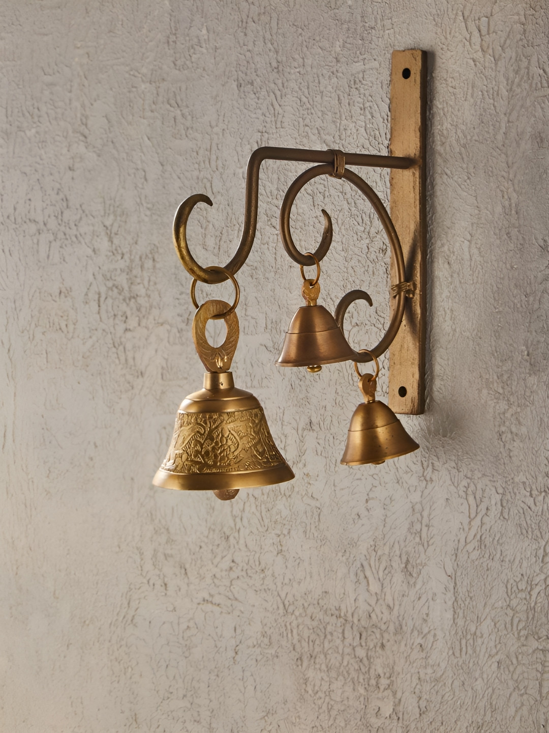 Fabindia Padma Gold-Toned  Brass Padma Metal Bell Wall Decor