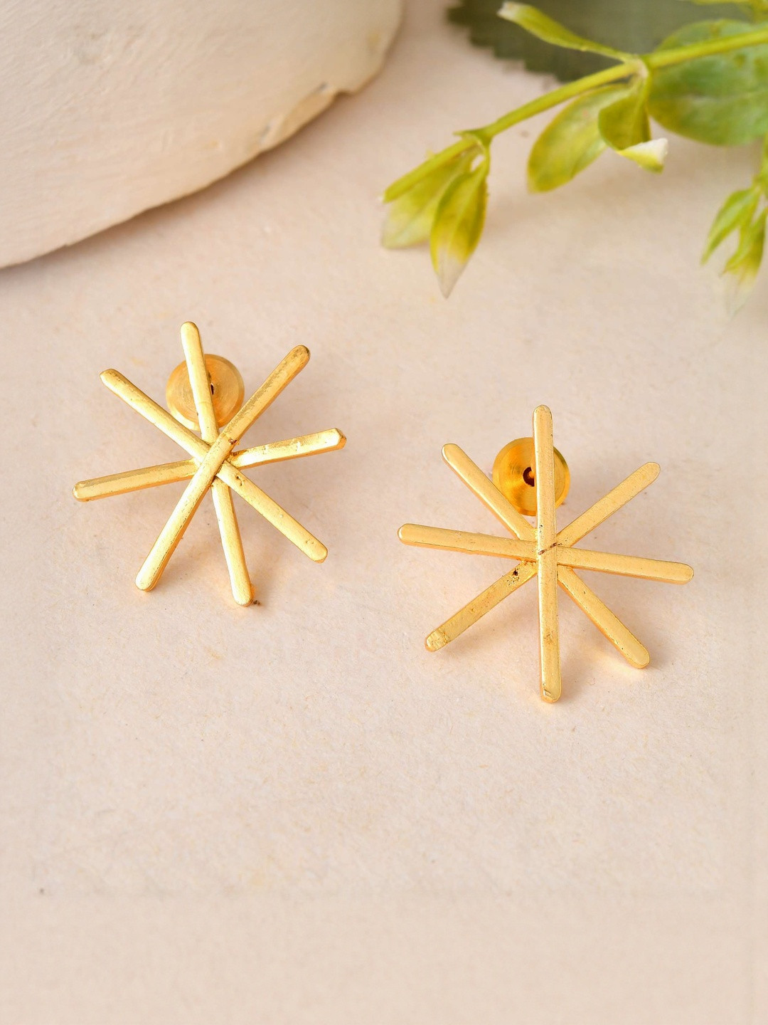 Jewels Nest Women Stainless Steel Gold Plated Geometric Anti Tarnish Studs