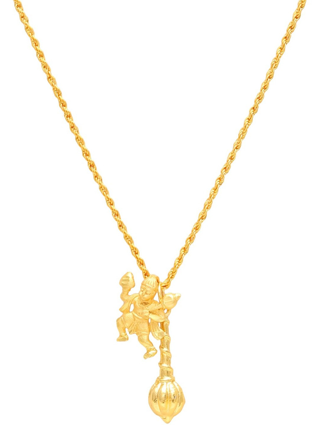 DZINETRENDZ Gold Plated Lord Hanuman and Gada Pendant with Chain