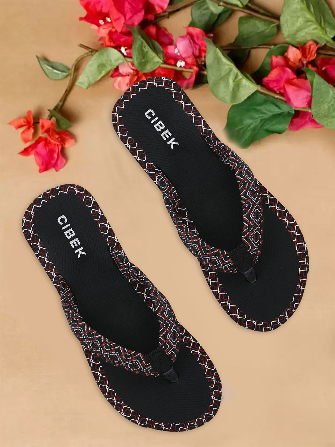 CIBEK Women Printed Anti-Skid Thong Flip-Flops
