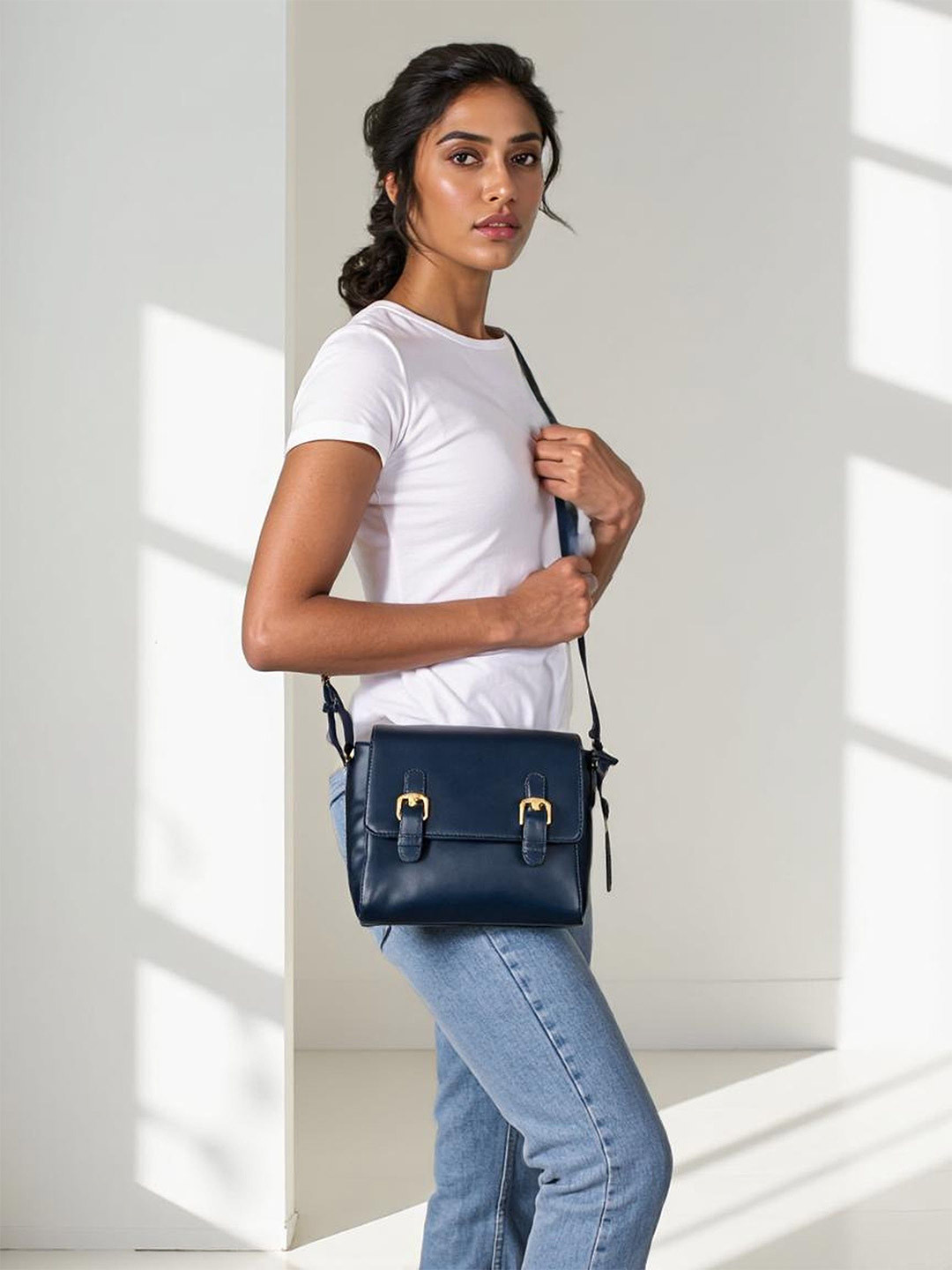 Mast & Harbour Women Solid Crossbody Buckle Classic Sling Bag