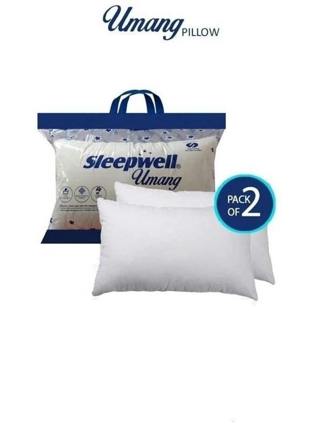 Sleepwell White 2 Pieces Fibre Filled Microfibre Rectangle Comfort & Support Sleep Pillows
