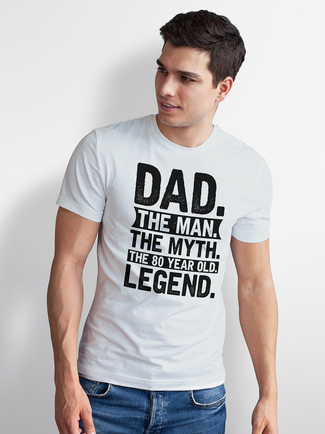 Seekbuylove Men Bio Finish Dad 80Th Birthday Round Neck Pure Cotton T-shirt