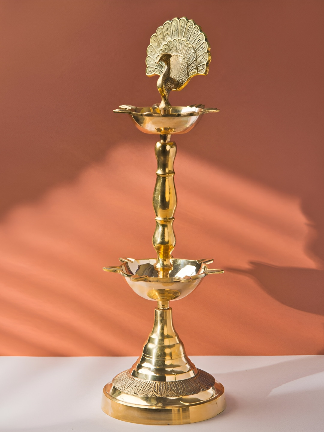 Fabindia Noor Gold Toned Peacock Textured Oil Diya